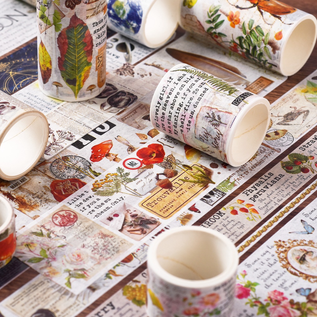 Set 18 Cuộn Băng Dính Washi In Họa Tiết Lá Cờ Mỹ Nghệ Trang Trí Album Ảnh Sáng Tạo