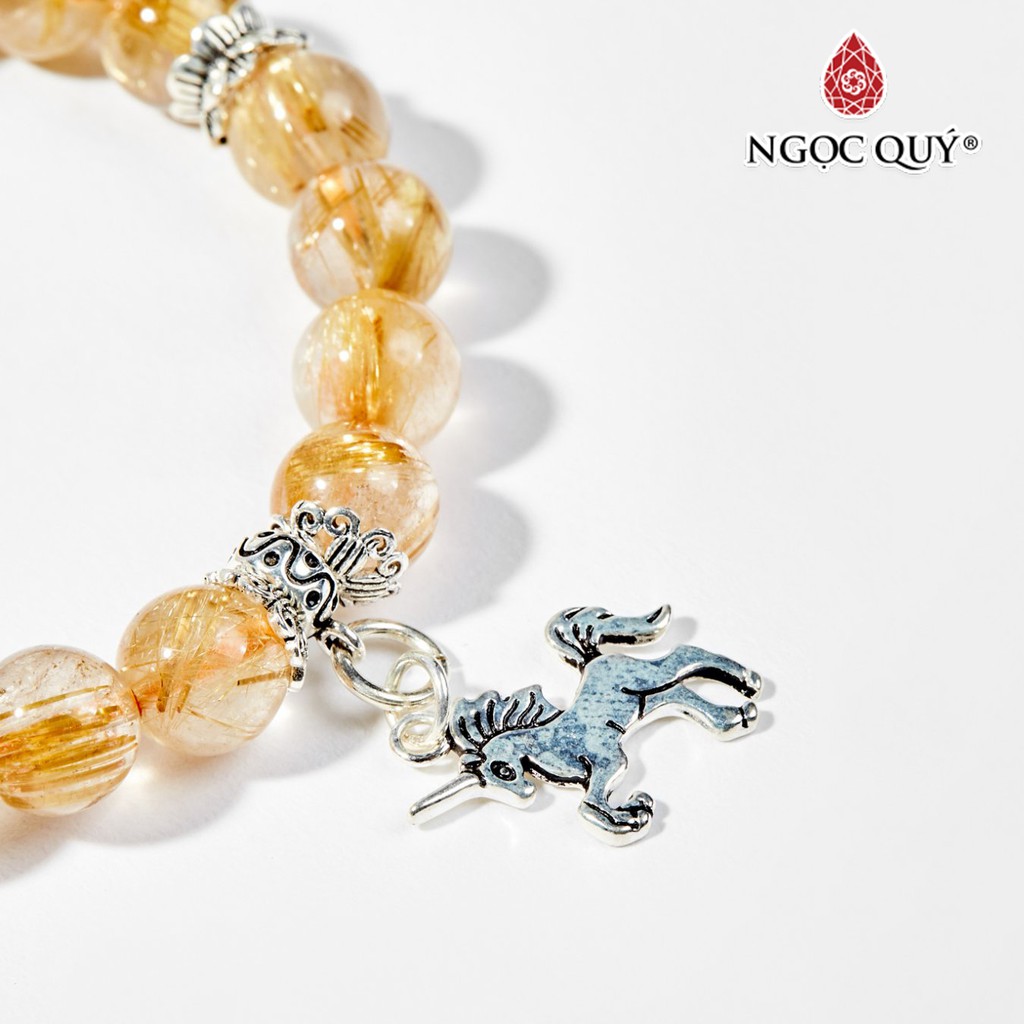 Vòng tay TA tóc vàng charm tỳ hưu và kỳ lân hạt 8mm - Ngọc Quý
