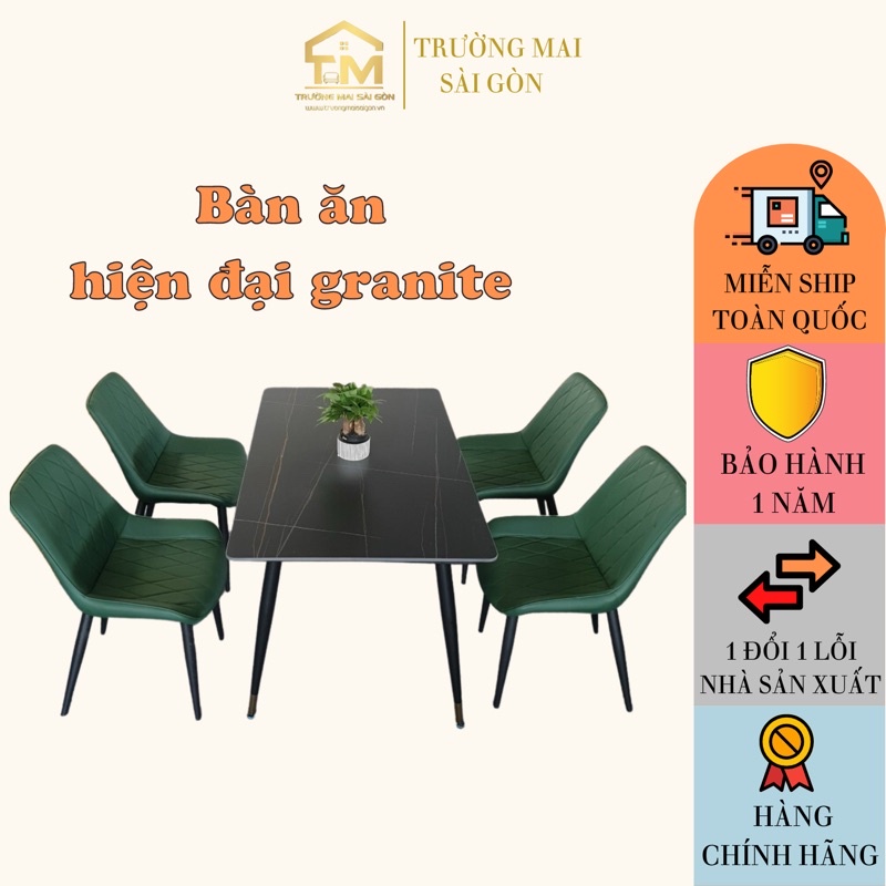 bộ bàn ăn granite thông minh giá rẻ mặt bàn chống cháy chống ố ơn tĩnh điện chống gĩ hiện đại Trường Mai Sài Gòn
