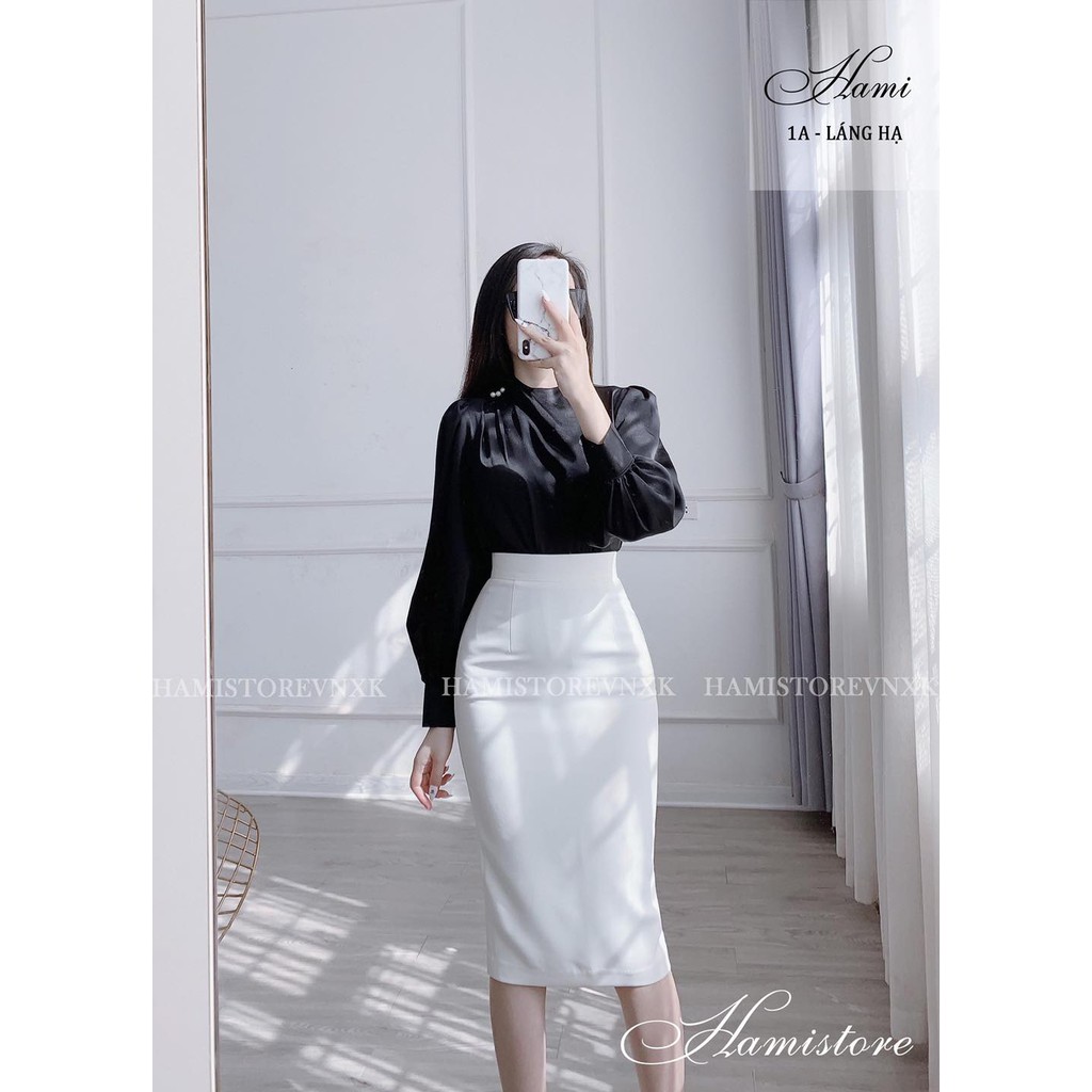 Chân váy bút chì màu trắng kết hợp set sơ mi siêu xinh CV200 Hamistore | BigBuy360 - bigbuy360.vn