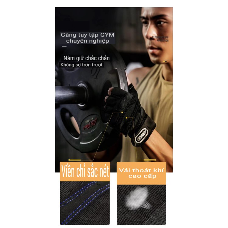 [P2] Găng tay thể thao tập Gym cao cấp, Bao Tay Thể Thao, Phượt Chuyên Nghiệp có quấn cổ tay trợ lực, chất vải dày dặn