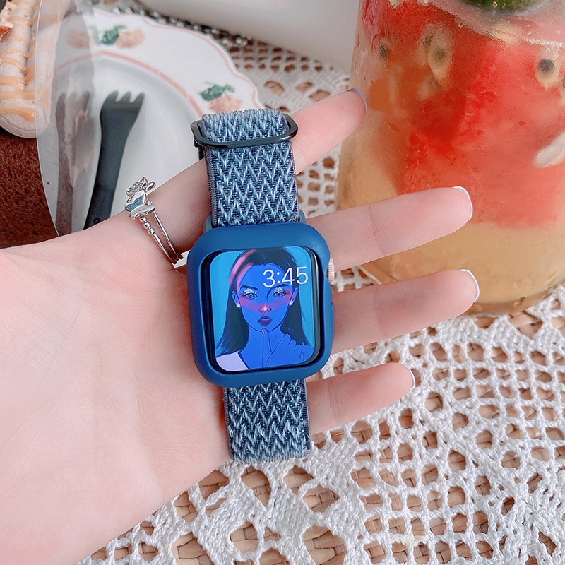 Dây đeo nylon 2 trong 1 dành cho đồng hồ thông minh Apple Watch 44mm 40mm 42mm 38mm Series 6 SE 5 4 3 2 1