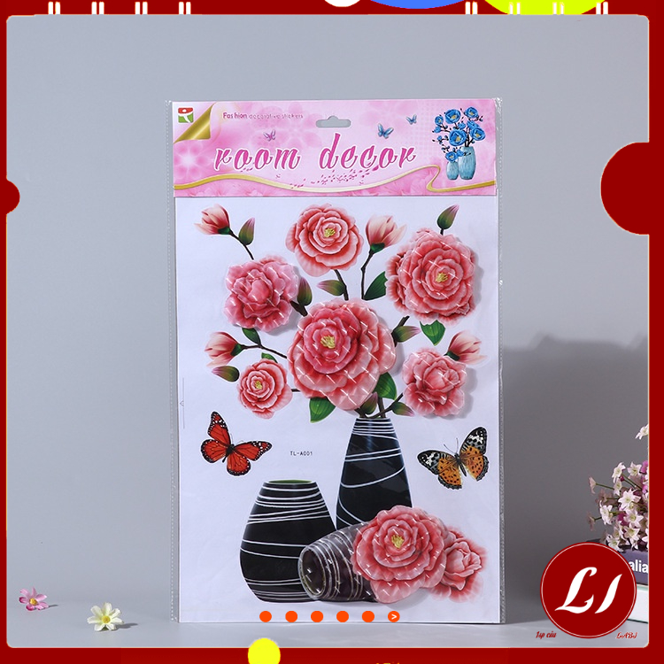 DECAL TRANH HOA NỔI 3D dán tường trang trí (30*50cm)