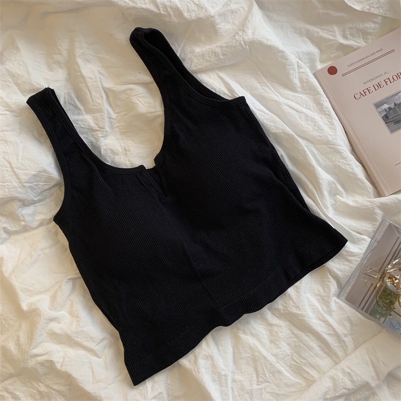 Áo croptop Xiaozhainv hai dây màu trơn có đệm ngực thời trang mùa hè quyến rũ cho nữ