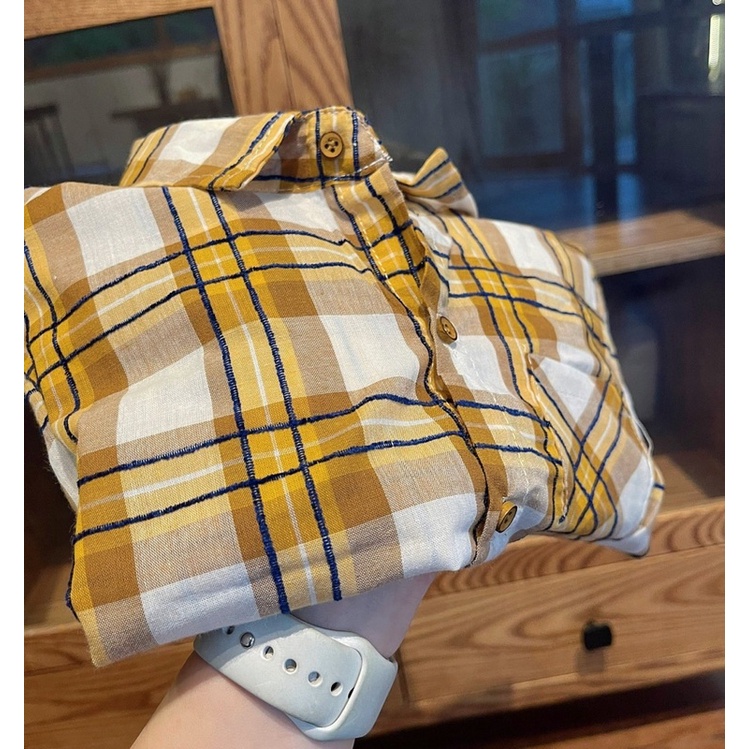 Áo sơ mi bé trai chất thô đũi siêu mềm mát