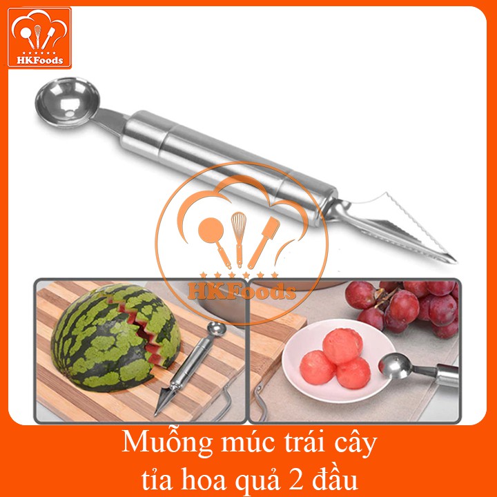 Muỗng múc tỉa trái cây 2 đầu inox