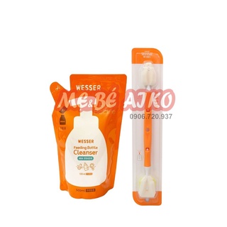 Bộ nước rửa bình sữa gói + Dụng cụ vệ sinh bình sữa đa năng Wesser (Nhập khẩu Hàn Quốc)