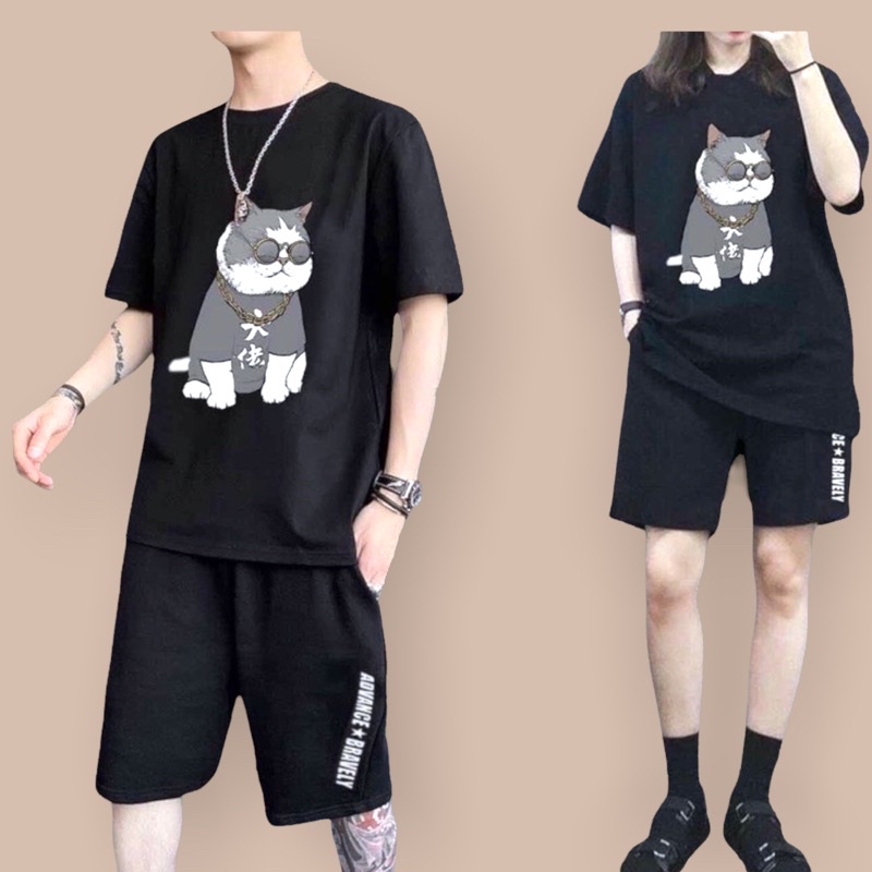 ĐỒ BỘ NAM  FREESHIP  ĐỒ BỘ THỂ THAO IN HÌNH CON MÈO ĐEO MẮT KÍNH SIÊU NGẦU