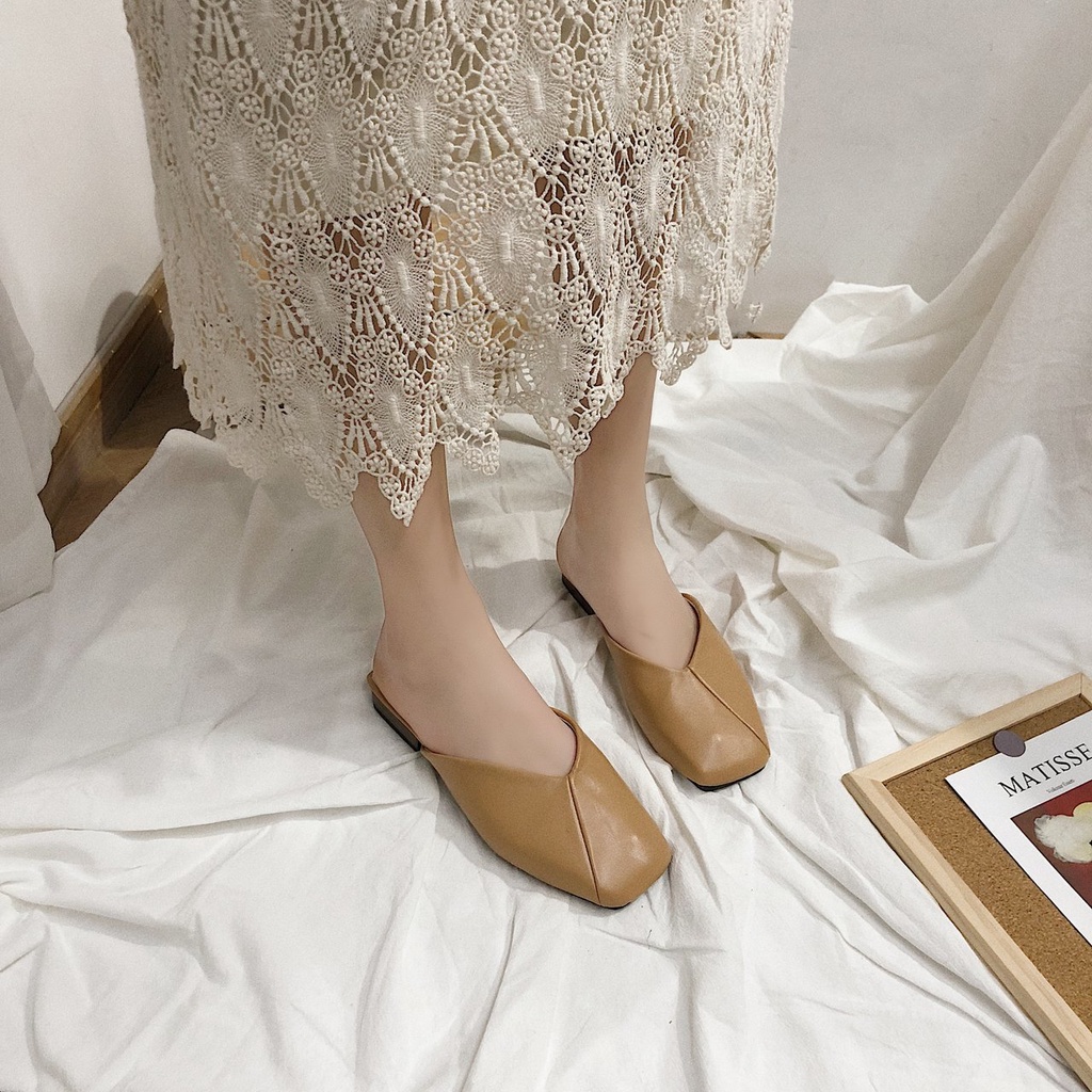 Giày Búp Bê Mũi Vuông Màu Sắc Nhã Nhặn Thanh Lịch Cho Nữ