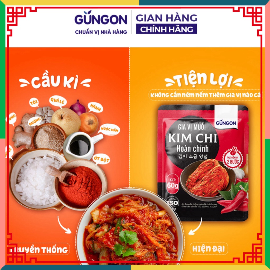 Gia vị làm kim chi muối GUNGON chuẩn vị korea 60gr - muối được 700gr kim chi ( Đại lý Ngọc Toản)