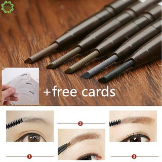 [Hàng mới về] Bút kẻ lông mày chống thấm nước có đầu cọ chải với khuôn kẻ mắt tiện dụng
