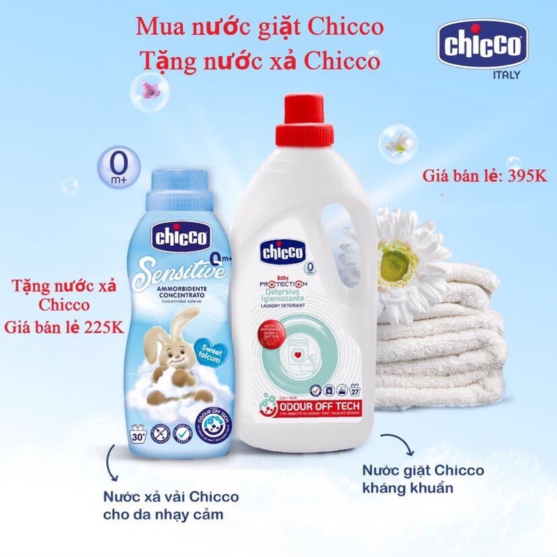 Nước giặt Chicco 1500ml tặng nước xả Chicco 750ml