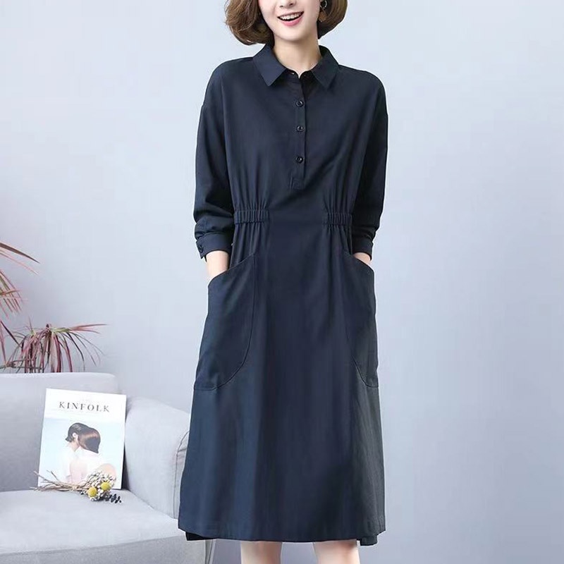 NRVP Đầm Dài Tay Dáng Rộng In Họa Tiết Xinh Xắn Theo Phong Cách Hàn Quốc Dành Cho Nữ