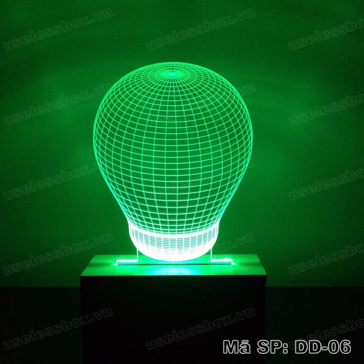 Đèn ngủ 3D đế gỗ❤️FREESHIP❤️ - Hình bóng đèn Bulb - 16 màu có remote