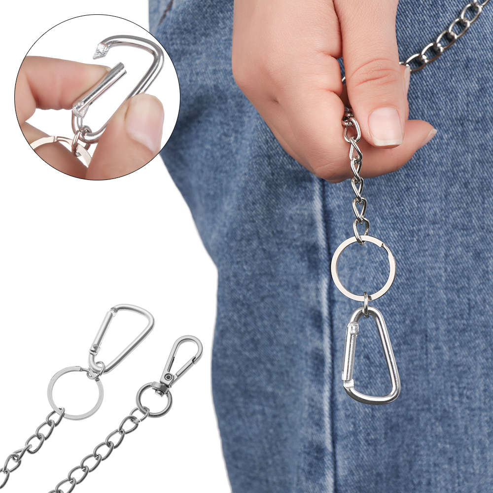 ROW Metal Wallet Belt Chain Stainless steel HipHop Jewelry Jean Keychain Clip Hipster Pant Long Rock Punk Trousers Keyring