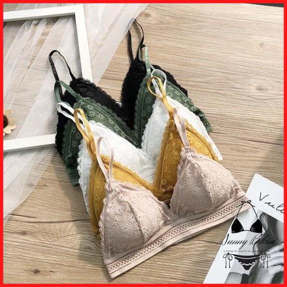 Áo Lót Nữ Bra Ren Hoa Cúc Đệm Mỏng Sexy Gợi Cảm Sunny Bikini 7338