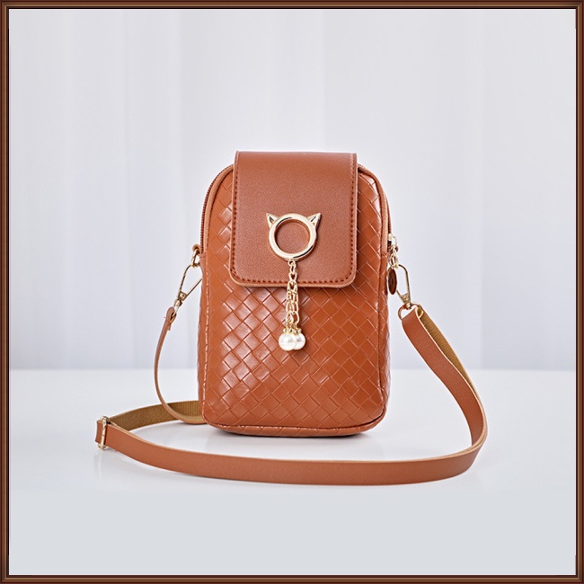 Túi Đựng Điện Thoại Bằng Da Pu Đính Ngọc Trai Thời Trang Cho Nữ