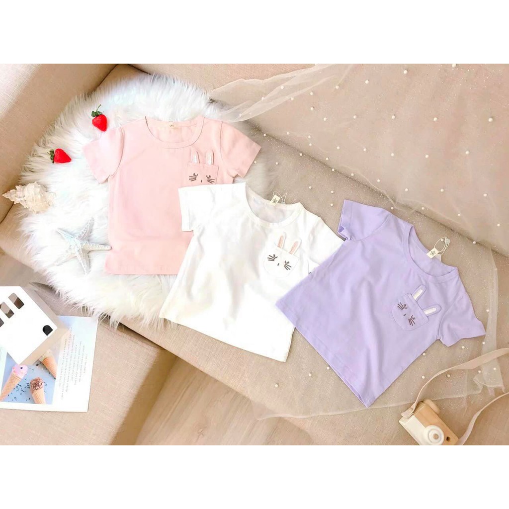Áo phông cotton túi thỏ X605 cho bé gái hè 2021