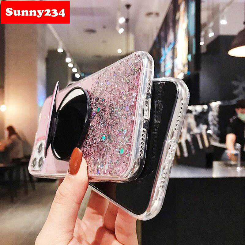 Ốp Điện Thoại Màu Trong Suốt Gắn Gương Làm Giá Đỡ Thời Trang Cho Realme C11 C15