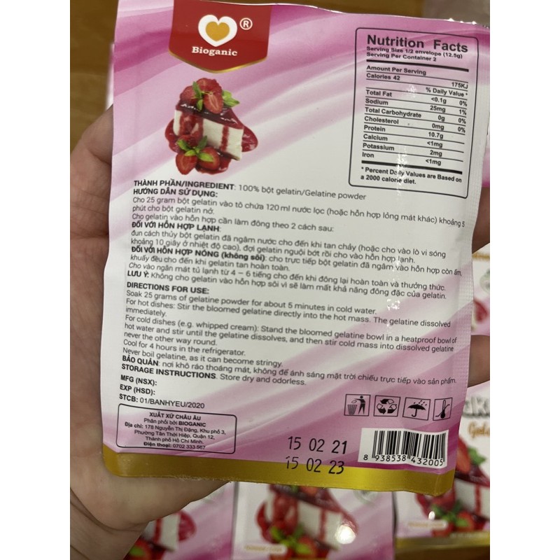 Bột Gelatine Bio Baker 25gr