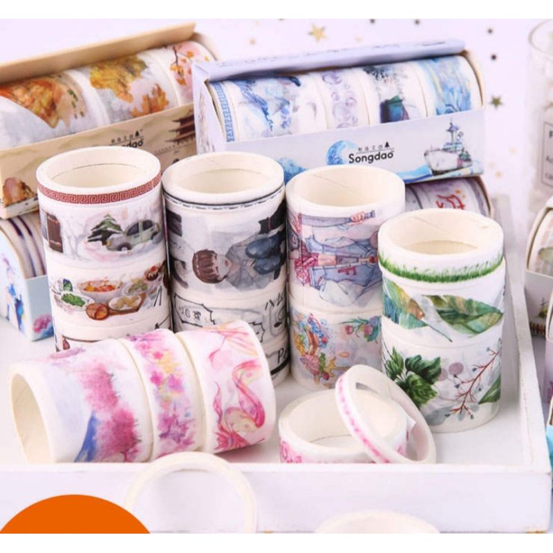 Set 4-5-6 cuộn băng dính washi tape