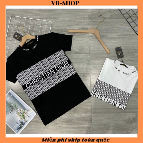 Áo thun nam ngắn tay cổ tròn đen in chữ hiệu sang trọng vảo cotton co giãn mềm mịn mặc mát form vừa VBSHOP001