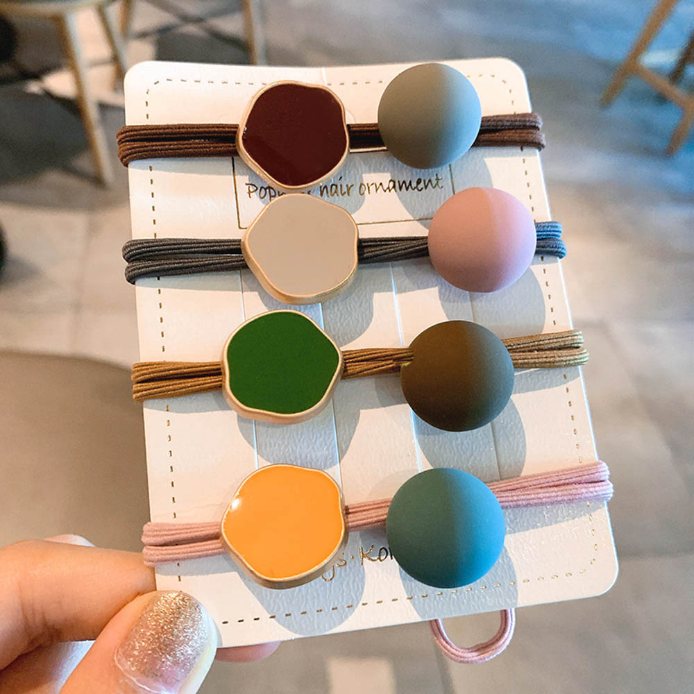 1 Dây Cột Tóc Hình Quả Bóng Phong Cách Retro