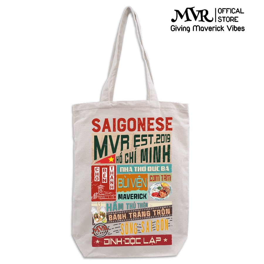 Túi tote trắng kem tỉnh thành sài gòn hà nội việt nam phong cách hàn dễ thương du lịch đi học quà tặng sinh nhật kỷ niệm