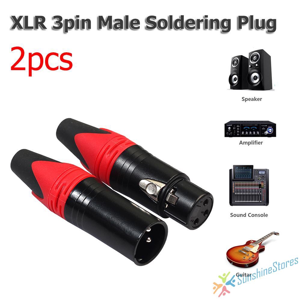 1 Pair XLR 3Pin Male Female DIY Audio Cable Plug Mic Connectors Solder Plug