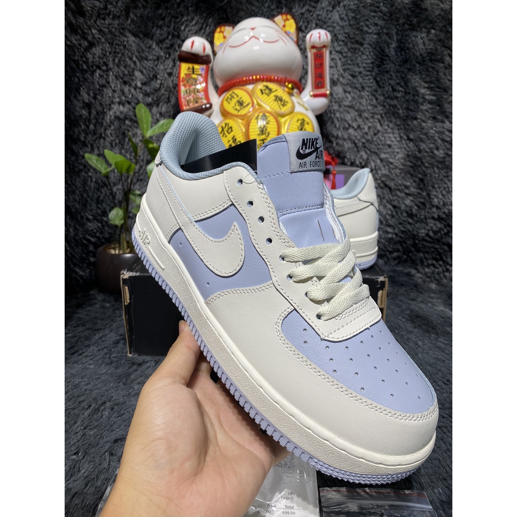 [Full box+bill] Giày Sneaker AF1 Trắng xanh hàng SC full box bill và hộp bảo vệ