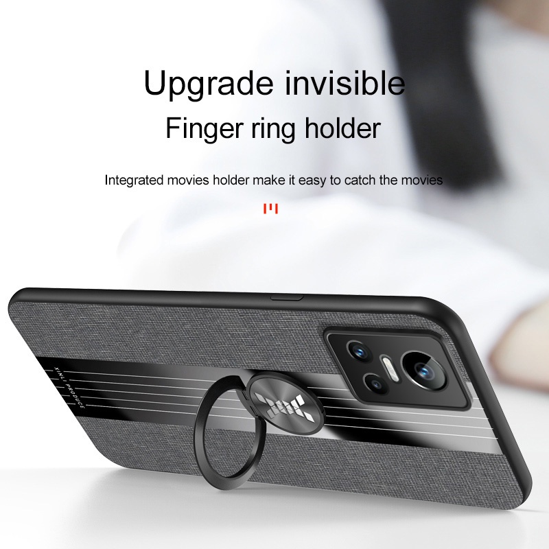 Ốp Điện Thoại Vải Cotton Mềm Nhám Sang Trọng Có Vòng Đỡ Nam Châm Cho Realme GT Neo3 2 3T GT Master Edition Q3 Pro Carnival 8 8S C20 C11 2021
