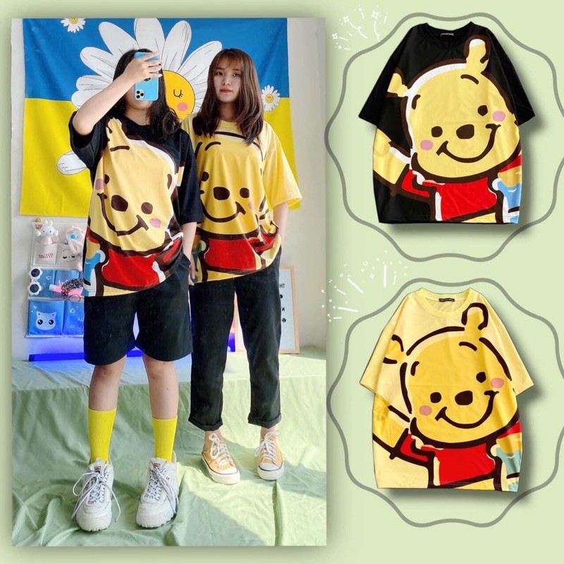 Áo Thun Tay Lửng Unisex 3D gấu Pooh