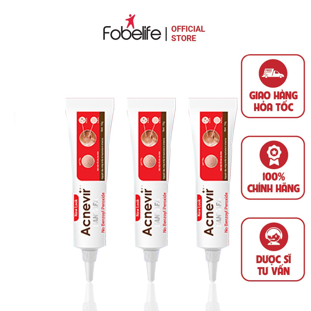 Combo 3 Kem Giảm Mụn Đầu Đen, Đầu Trắng, Mụn Cám ACNEVIR SANTAFA - Tuýp 15gr