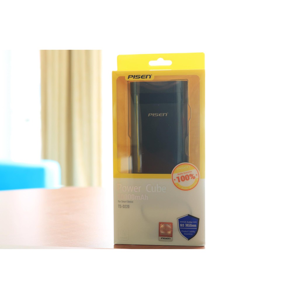 Sạc dự phòng Pisen PowerCube 10.000mAh Màu trắng - Hàng Chính Hãng