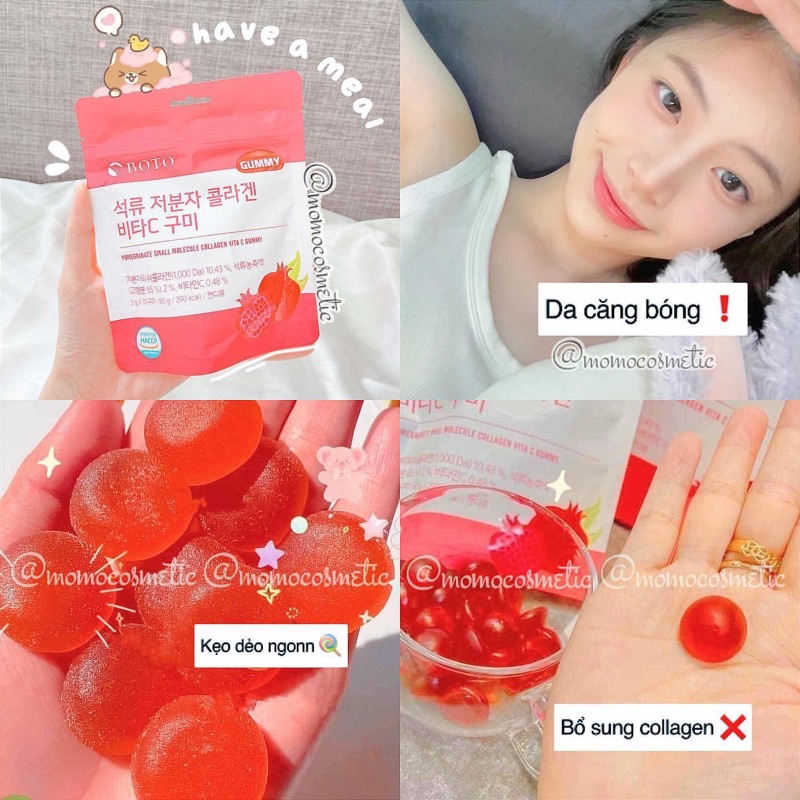 Kẹo dẻo Gummy Collagen lựu Vitamin C BOTO