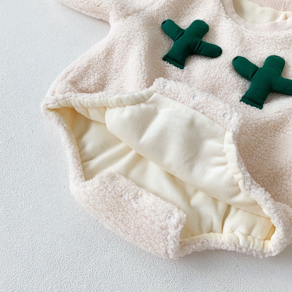 Set áo liền thân kèm quần dài bằng chất liệu cotton giữ ấm cho bé