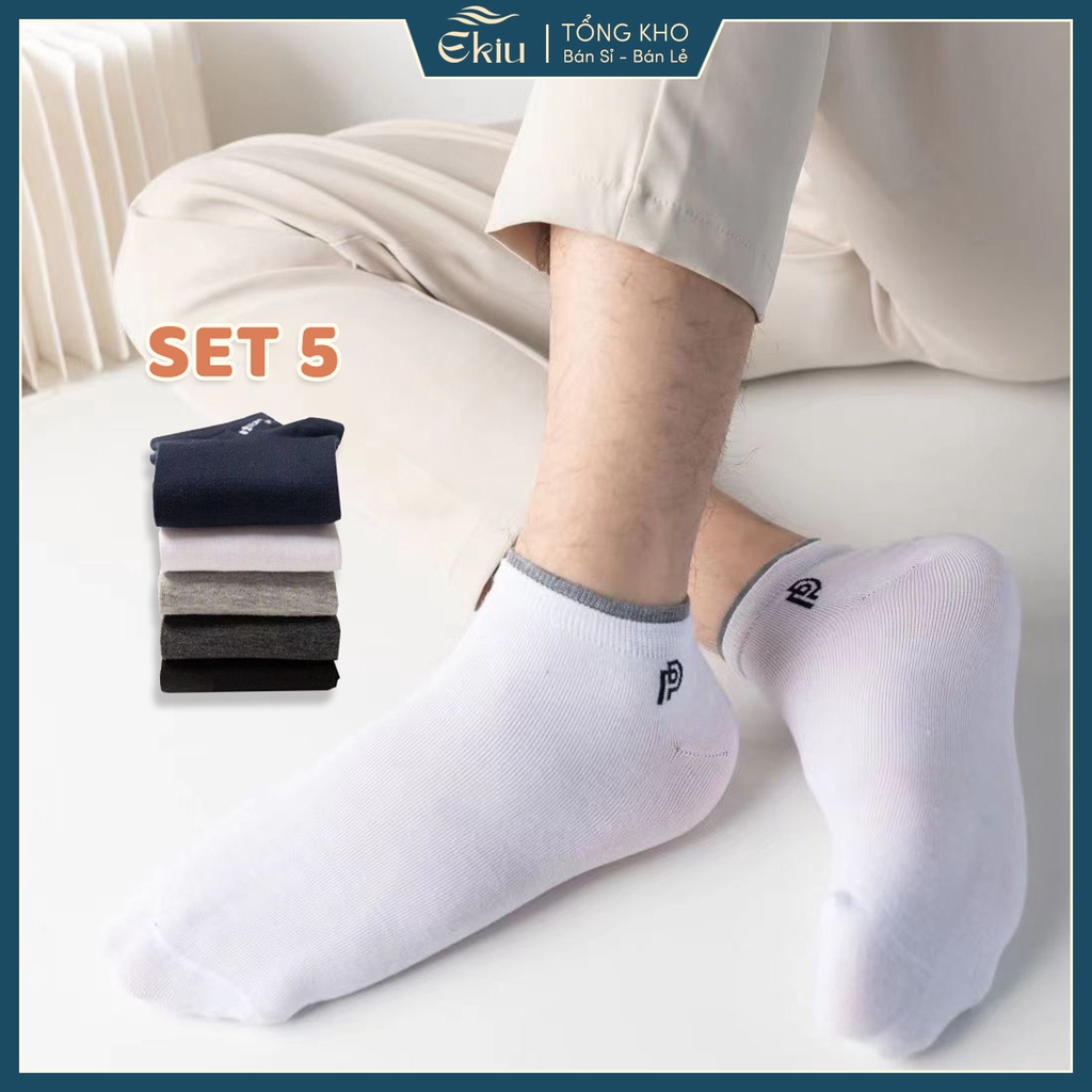 Tất cổ ngắn nam phong cách công sở,vớ cổ ngắn chất  liệu cotton co giãn 4 chiều - Ekiu Shop