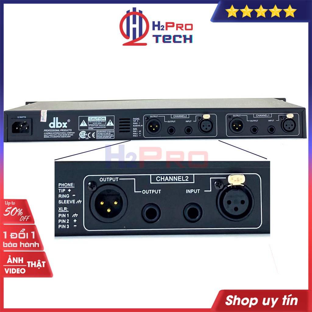 Lọc xì equalizer, lọc xì âm thanh DBX 215 cao cấp-2 kênh-30 cần chỉnh sắc nét từng âm thanh(tặng 4 khẩu 6 ly)-Shop H2pro