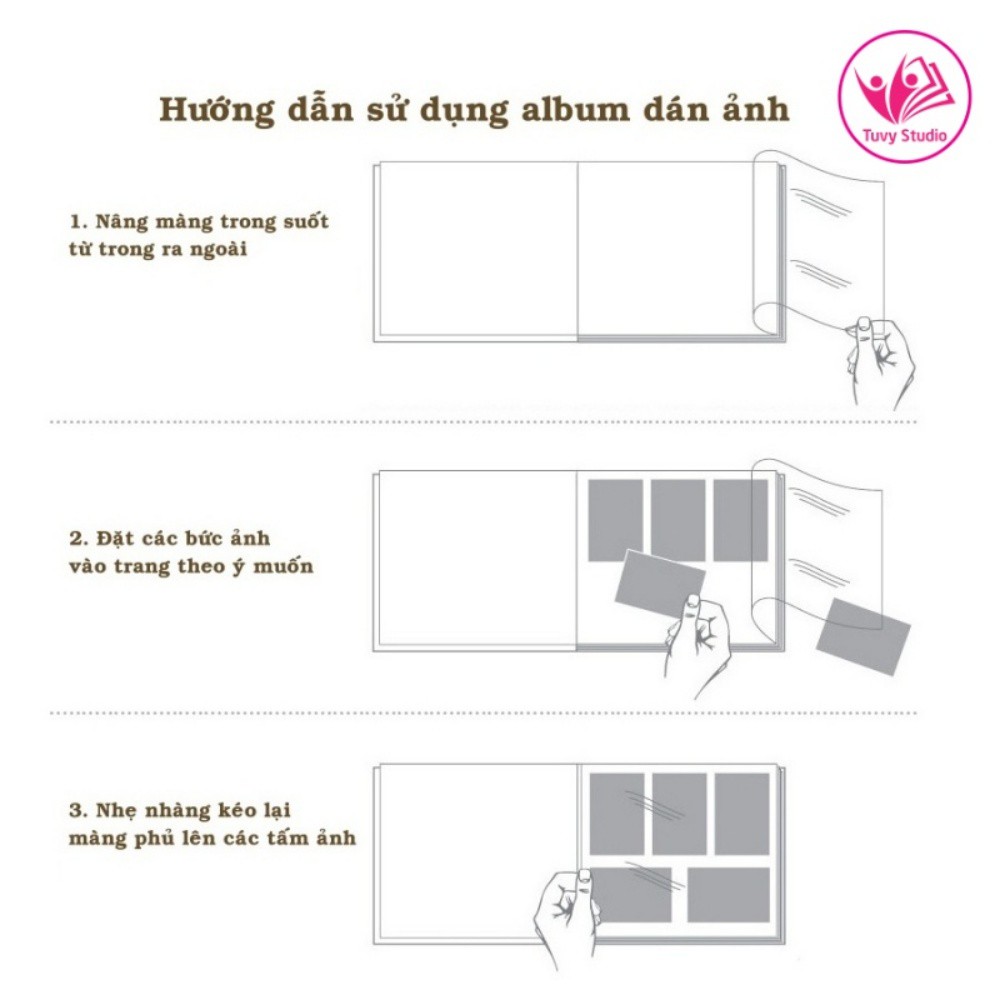 Album ảnh cỡ 27x29 cm có sẵn keo dán bìa giấy da lộn sang trọng sẵn hàng tại Tú Vy Studio