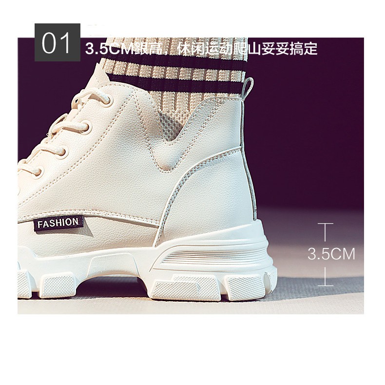 Giày Bốt Phong Cách Anh Quốc Cổ Cao Đế cao 3.5cm