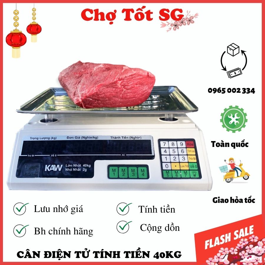 ✔️ Cân Điện Tử Tính Tiền Kaw 40kg Chất Lượng Tốt, Siêu Chuẩn Xác, Chống Nước, Thiết Kế Thông Minh TIẾNG VIỆT [BH 1 - 1]