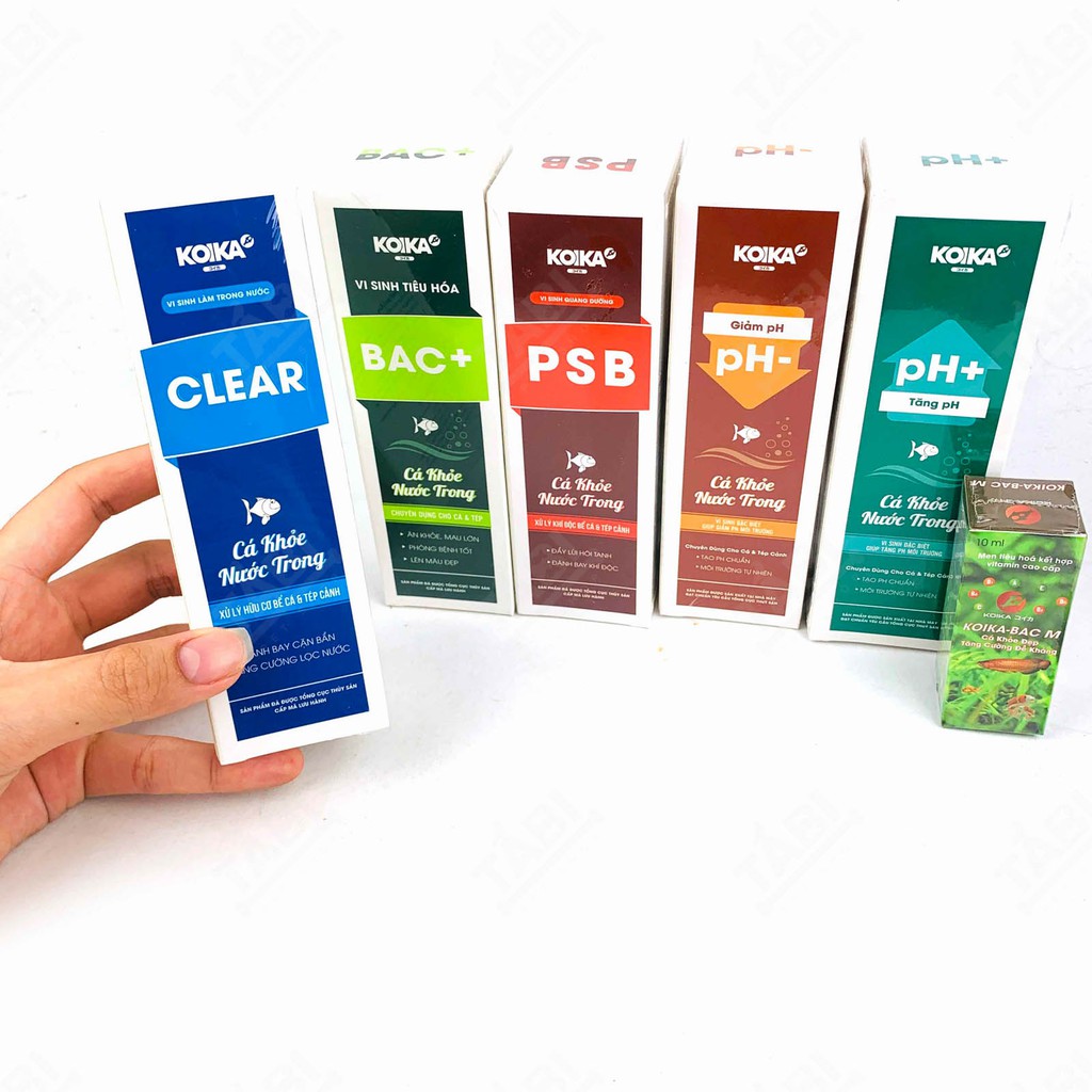 Dung Dịch PSB,Men Vi Sinh Clear, Bac+, Tăng Giảm pH Hỗ Trợ Nuôi Cá Khoẻ KOIKA - Hỗ Trợ Làm Trong Nước Bể [KOIKA]