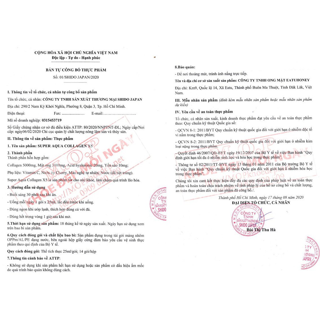 CHÍNH HÃNG] 01 Hộp Nước uống Collagen Yến sào Nhật bản - COLLAGEN X5 SUPER AQUA DR SHIDO (14 gói / hộp) | Thế Giới Skin Care