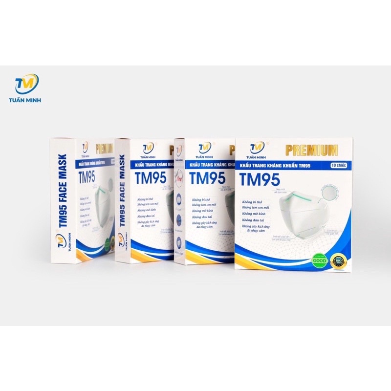 Khẩu Trang chính hãng N95 Tuấn Minh Mask 5 Lớp Kháng Khuẩn Có Van Hộp 10 Cái