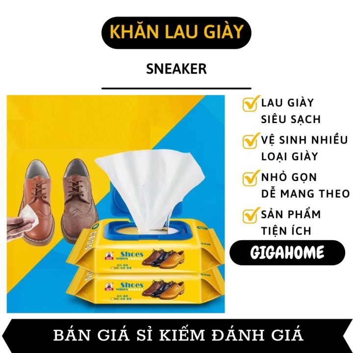 Khăn Ướt Lau Giày GIGAHOME Gói 12 Miếng Khăn Lau Giày Sneaker, Balo, Túi Xách Cực Sạch 9401