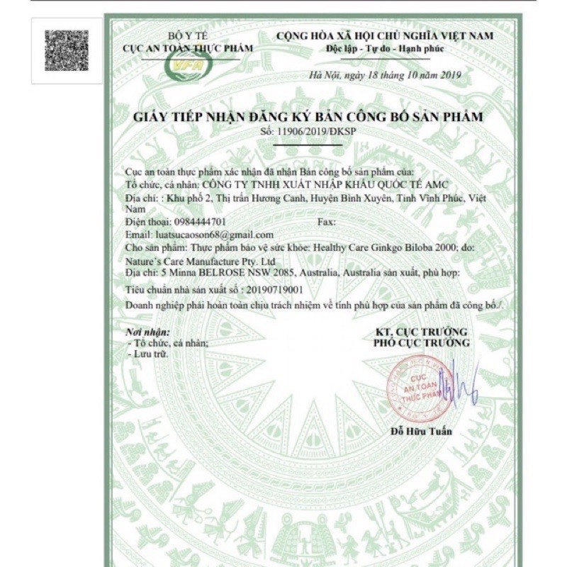 BỔ NÃO GINKGO BILOBA 2000mg Heathy Care hàng Nội Địa ÚC hộp 100 viên | Thế Giới Skin Care