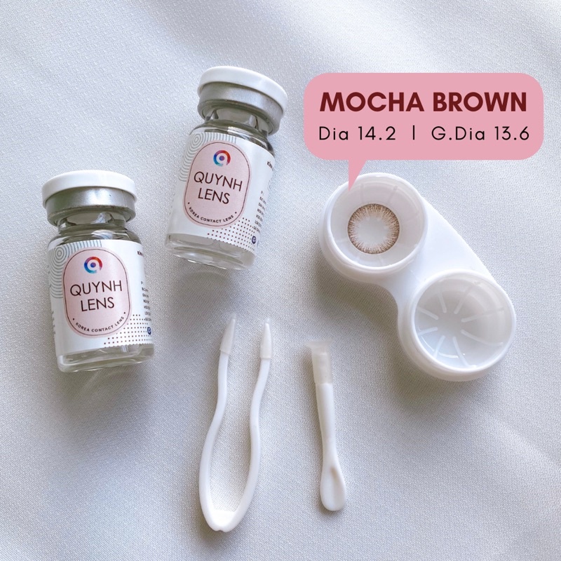 Kính áp tròng QUỲNH LENS mocha brown 0-8 độ