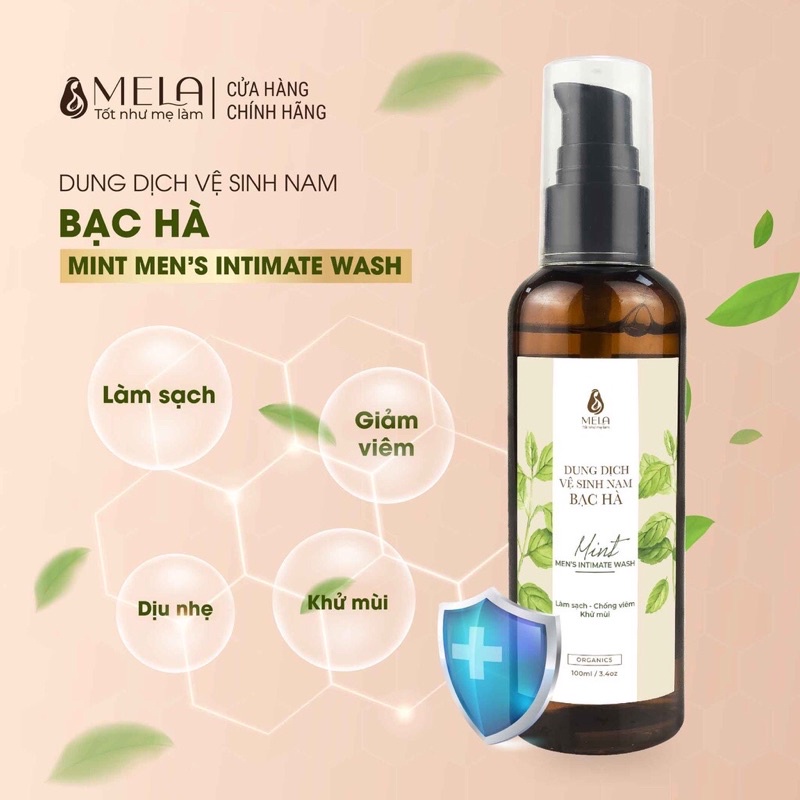 Dung Dịch Vệ Sinh Nam Bạc Hà MELA  Làm Sạch Dịu Nhẹ Kháng Khuẩn An Toàn Từ Thiên Nhiên 100ml