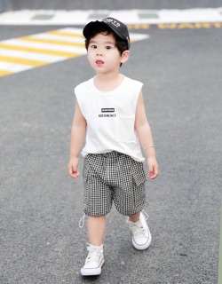 Set áo ba lỗ quần caro sỉ