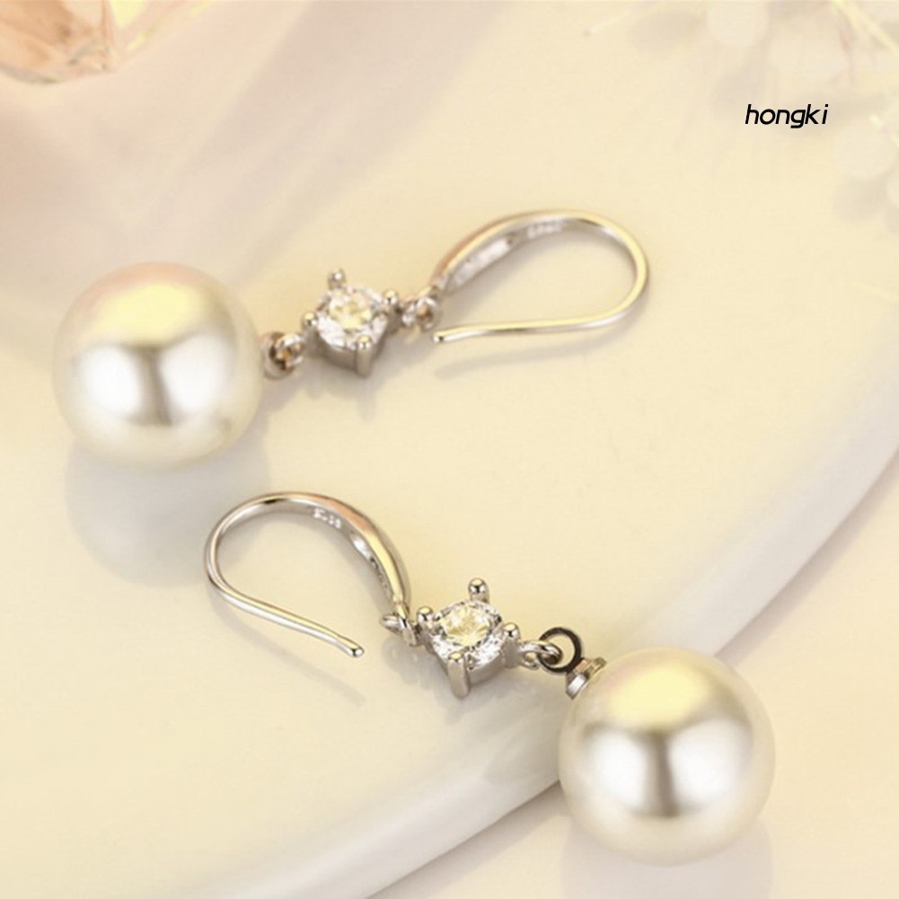 Đôi Bông Tai Dáng Dài Đính Ngọc Trai Nhân Tạo Thời Trang Cho Nữ